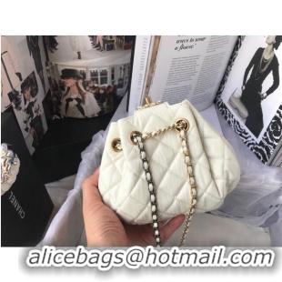 Low Cost CHANEL Original Leather Rope Bag AS1802 White