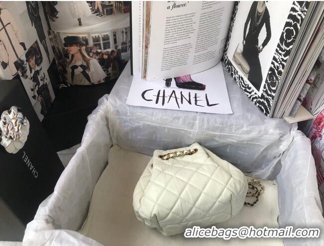 Low Cost CHANEL Original Leather Rope Bag AS1802 White