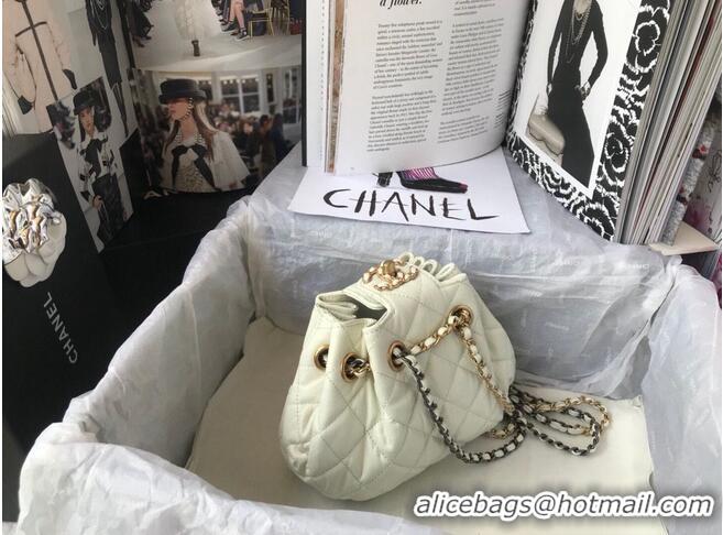 Low Cost CHANEL Original Leather Rope Bag AS1802 White