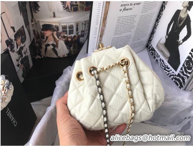 Low Cost CHANEL Original Leather Rope Bag AS1802 White