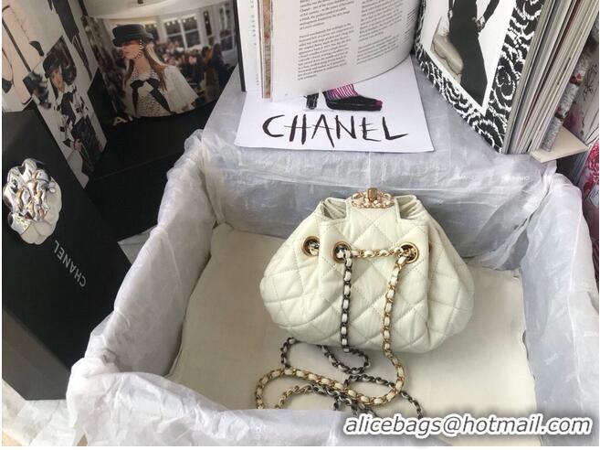 Low Cost CHANEL Original Leather Rope Bag AS1802 White