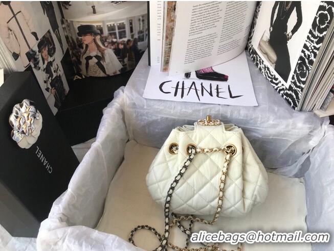 Low Cost CHANEL Original Leather Rope Bag AS1802 White