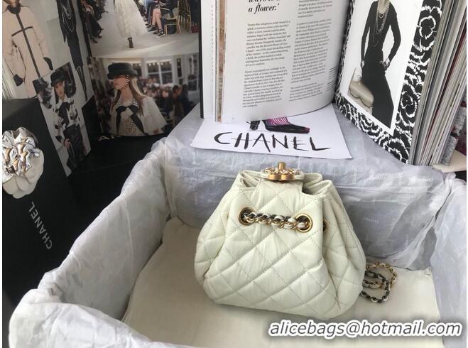 Low Cost CHANEL Original Leather Rope Bag AS1802 White