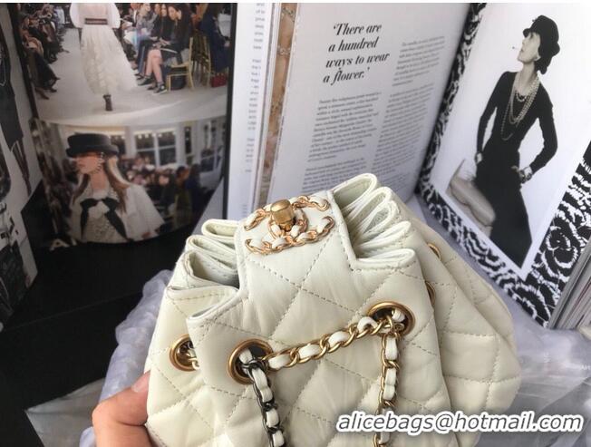 Low Cost CHANEL Original Leather Rope Bag AS1802 White