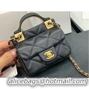 Affordable Price CHANEL Top Handle Micro Mini Wallet On Chain AP2271 Black