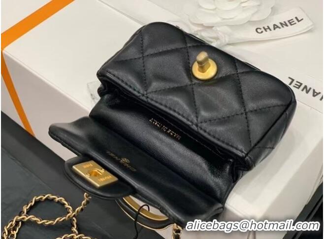 Affordable Price CHANEL Top Handle Micro Mini Wallet On Chain AP2271 Black