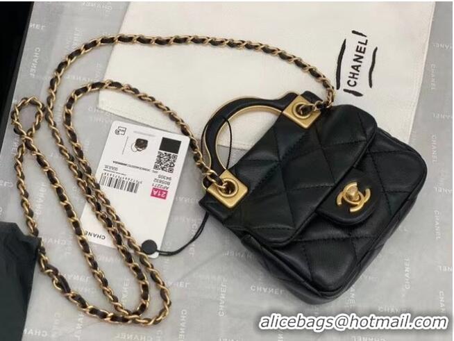 Affordable Price CHANEL Top Handle Micro Mini Wallet On Chain AP2271 Black