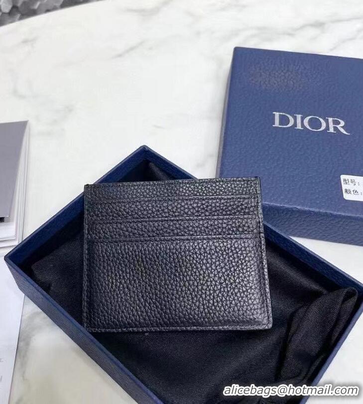 Grade Dior Original Calfskin Leather With Logo Embroidery Card Holder CD1321 Black