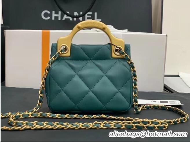 Good Quality CHANEL Top Handle Micro Mini Wallet On Chain AP2271 blue