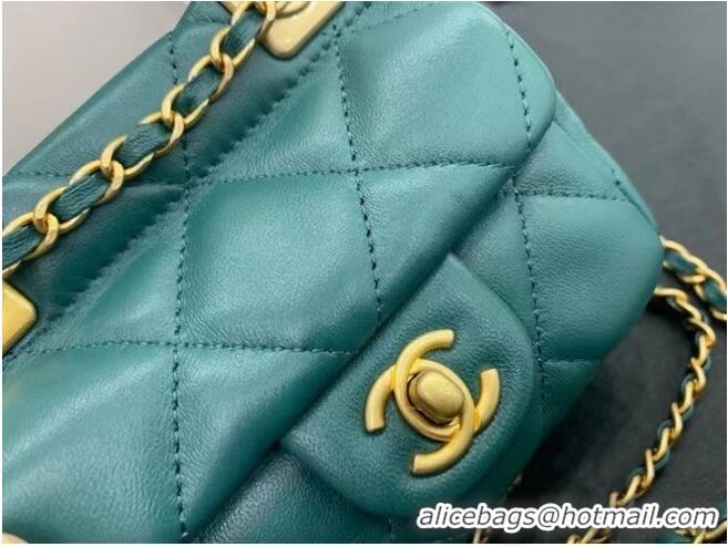 Good Quality CHANEL Top Handle Micro Mini Wallet On Chain AP2271 blue