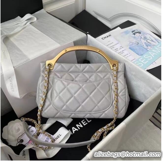 Shop Grade Chanel Flap Shoulder Bag Original leather AS2438 grey