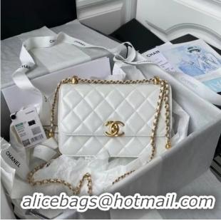 Buy Discount Chanel Flap Shoulder Bag Original leather AS2649 white