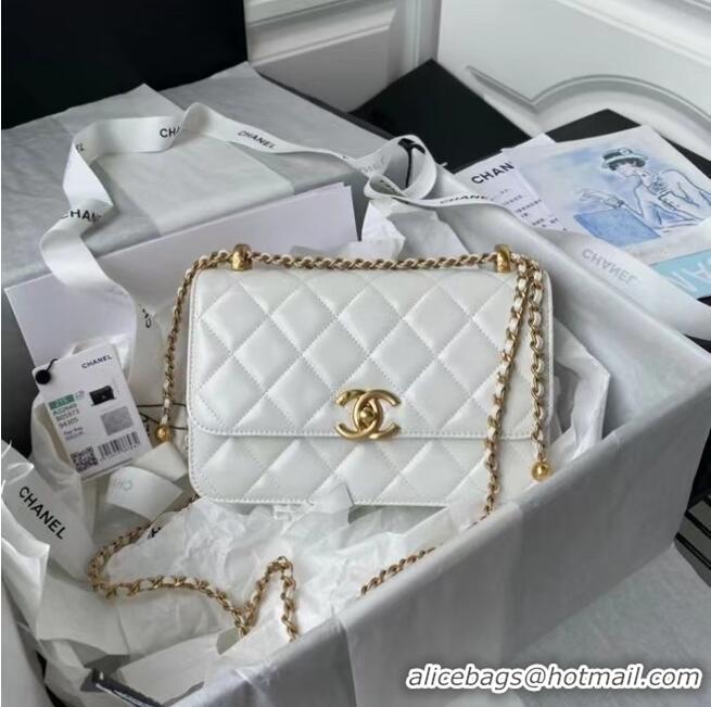 Buy Discount Chanel Flap Shoulder Bag Original leather AS2649 white