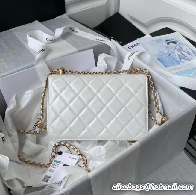 Buy Discount Chanel Flap Shoulder Bag Original leather AS2649 white