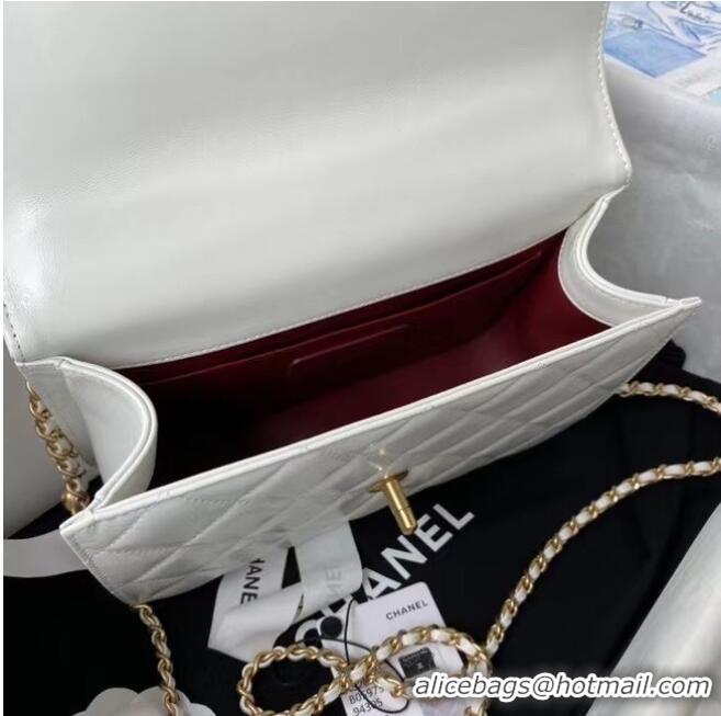 Buy Discount Chanel Flap Shoulder Bag Original leather AS2649 white