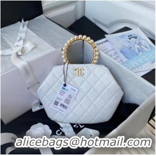 Hot Sell Cheap CHANEL Top Handle Leather Bag AS2609 White