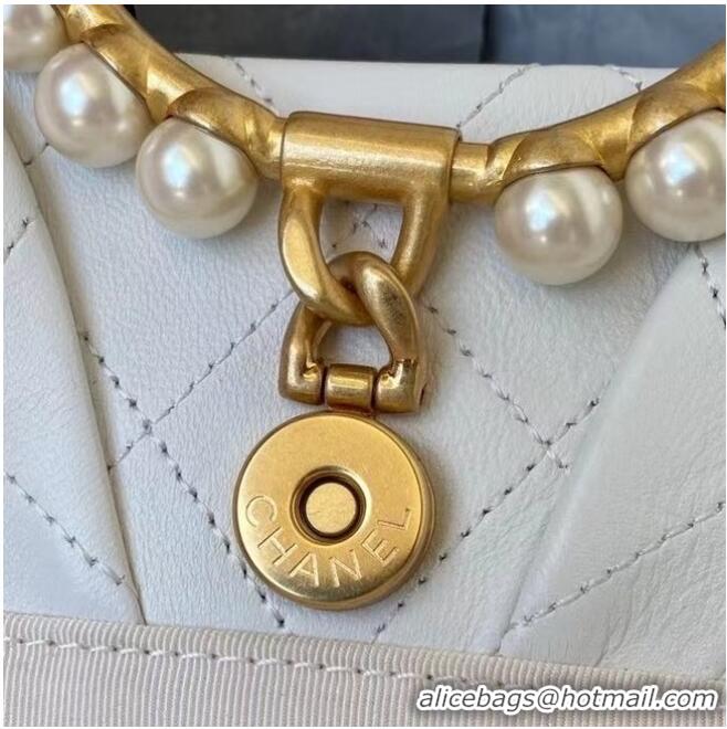 Hot Sell Cheap CHANEL Top Handle Leather Bag AS2609 White