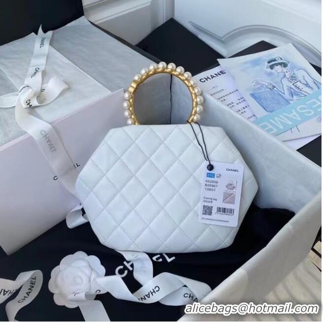 Hot Sell Cheap CHANEL Top Handle Leather Bag AS2609 White