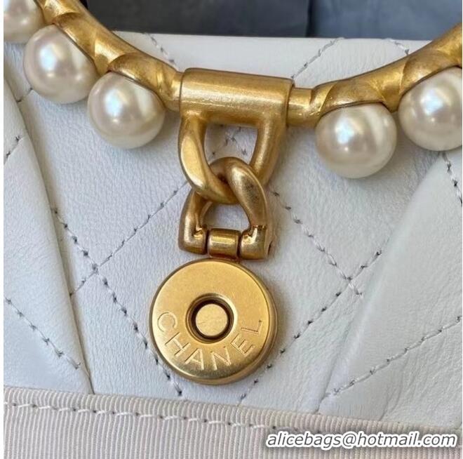 Hot Sell Cheap CHANEL Top Handle Leather Bag AS2609 White