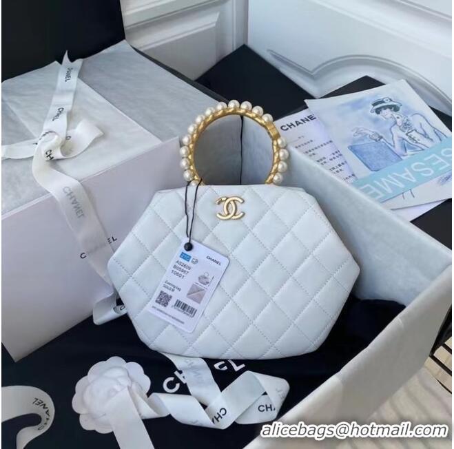 Hot Sell Cheap CHANEL Top Handle Leather Bag AS2609 White