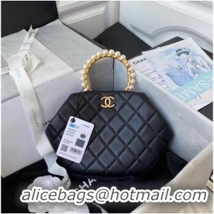 Buy Inexpensive CHANEL Top Handle Leather Bag AS2609 black