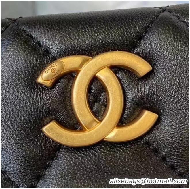 Buy Inexpensive CHANEL Top Handle Leather Bag AS2609 black