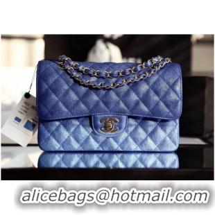 Good Price Chanel Small Classic Handbag Grained Calfskin Caviar & silver-Tone Metal A01113 Blue