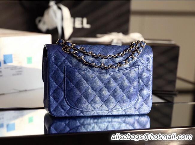 Good Price Chanel Small Classic Handbag Grained Calfskin Caviar & silver-Tone Metal A01113 Blue