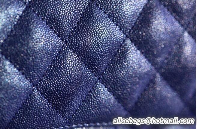 Good Price Chanel Small Classic Handbag Grained Calfskin Caviar & silver-Tone Metal A01113 Blue