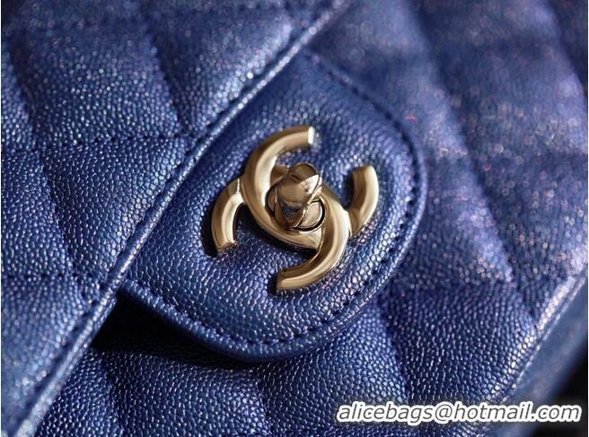 Good Price Chanel Small Classic Handbag Grained Calfskin Caviar & silver-Tone Metal A01113 Blue