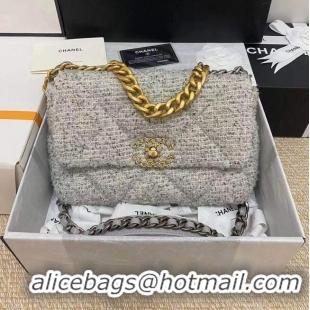 Buy Cheap Chanel 19 flap bag Tweed AS1160 Gray