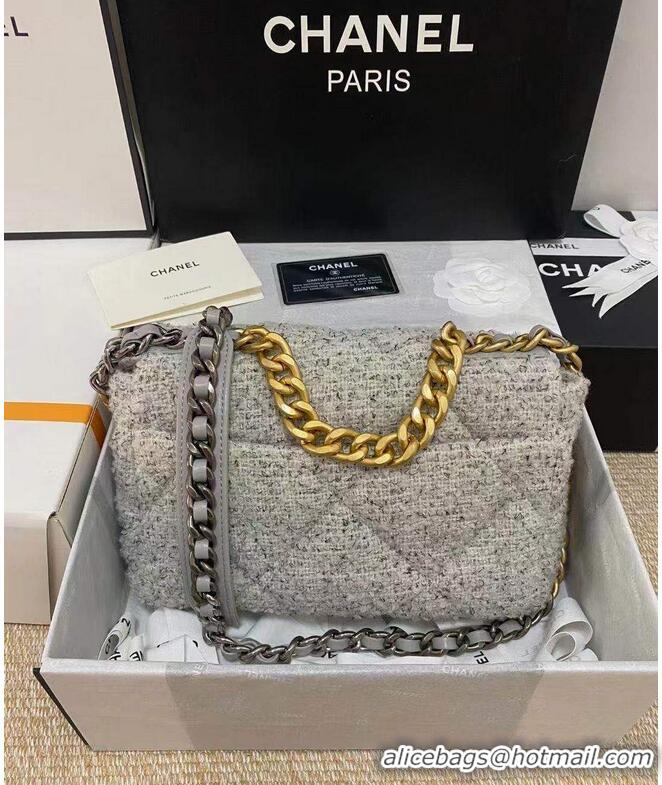 Buy Cheap Chanel 19 flap bag Tweed AS1160 Gray