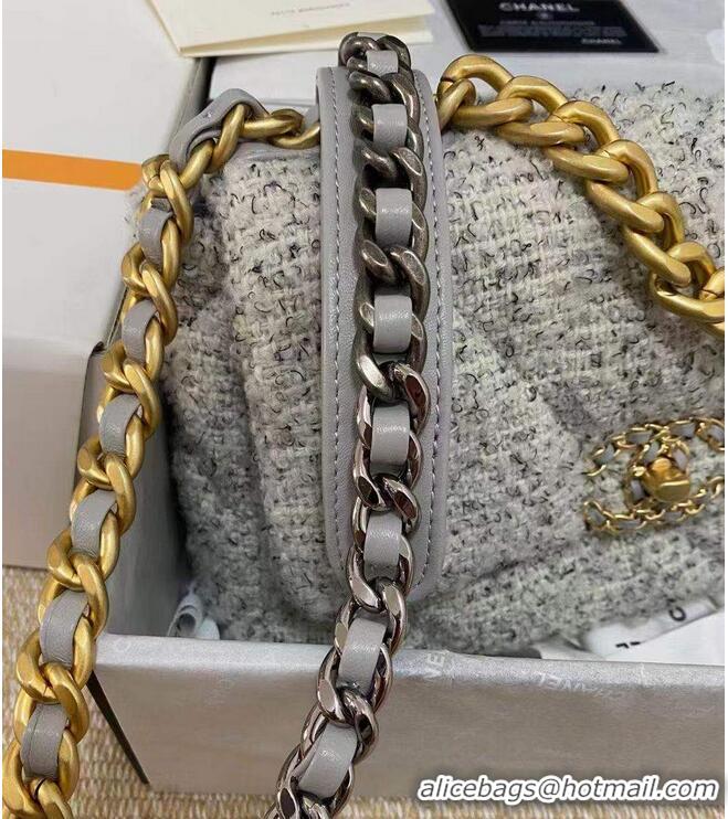 Buy Cheap Chanel 19 flap bag Tweed AS1160 Gray