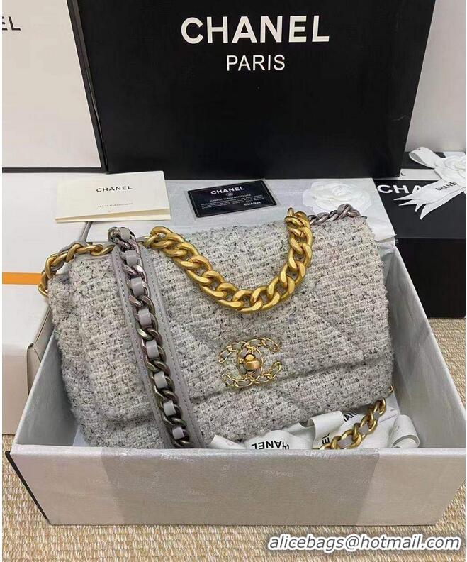 Buy Cheap Chanel 19 flap bag Tweed AS1160 Gray