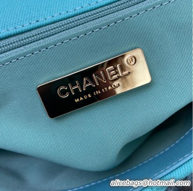 Most Popular CHANEL 19 Flap Canvas Bag AS1160 AS1161 AS1162 Blue