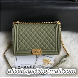 Famous Brand Boy Chanel Flap Bags Original Caviar Leather A67088 Dark Green