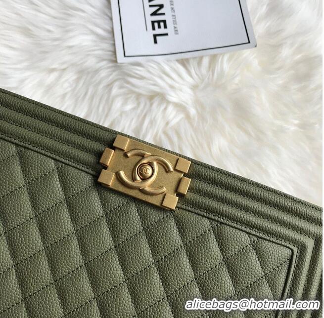 Famous Brand Boy Chanel Flap Bags Original Caviar Leather A67088 Dark Green