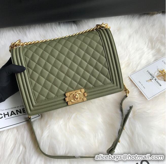 Famous Brand Boy Chanel Flap Bags Original Caviar Leather A67088 Dark Green