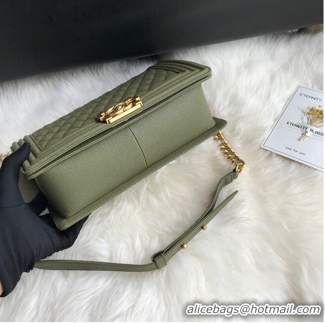 Famous Brand Boy Chanel Flap Bags Original Caviar Leather A67088 Dark Green