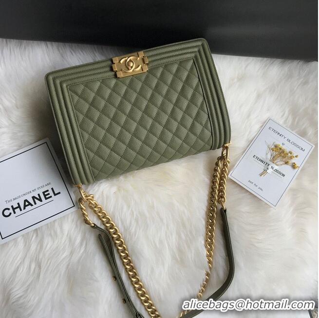 Famous Brand Boy Chanel Flap Bags Original Caviar Leather A67088 Dark Green