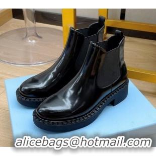 Cute Prada Brushed Leather Boots 081136 Black 2021