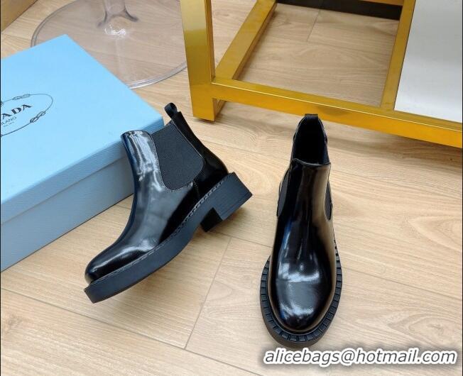 Cute Prada Brushed Leather Boots 081136 Black 2021