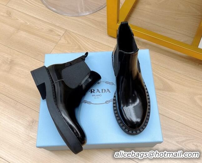 Cute Prada Brushed Leather Boots 081136 Black 2021