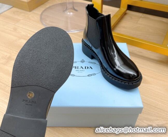 Cute Prada Brushed Leather Boots 081136 Black 2021