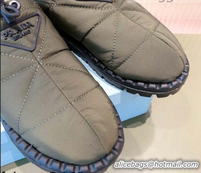 Luxury Prada Padded Nylon Fabric Slippers 081601 Green