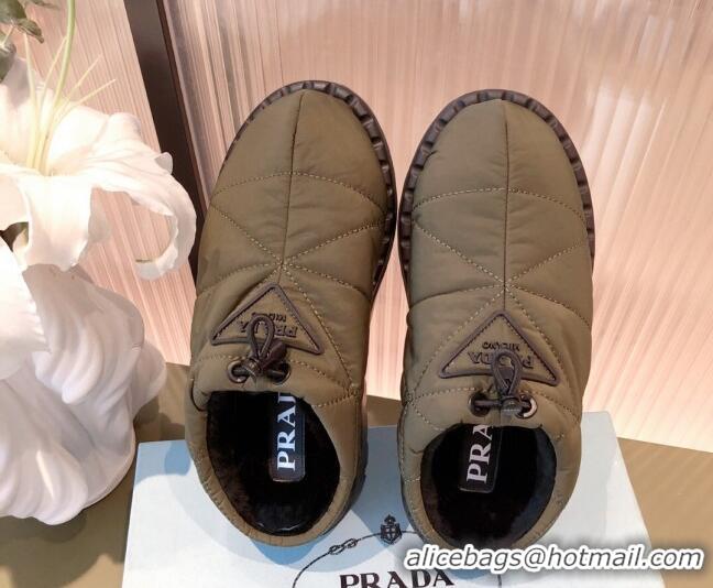 Luxury Prada Padded Nylon Fabric Slippers 081601 Green