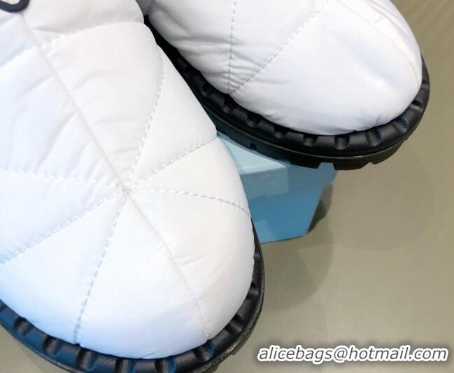 Discount Prada Padded Nylon Fabric Slippers 081601 White