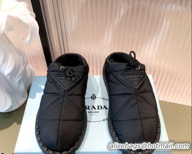 Classic Hot Prada Padded Nylon Fabric Slippers 081603 Black 2021