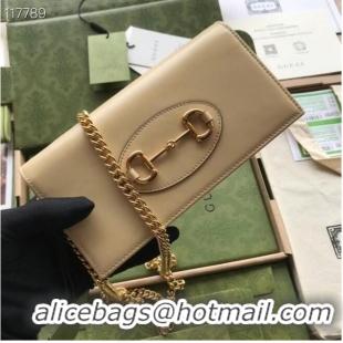 Low Price Gucci Horsebit 1955 wallet with chain 621892 Beige