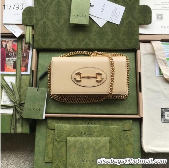 Low Price Gucci Horsebit 1955 wallet with chain 621892 Beige